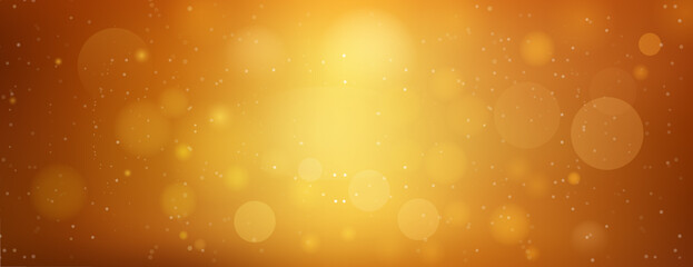 Fine, shiny dust bokeh particles fall off slightly. Abstract orange bokeh background. Fantastic shimmer effect. Blur wall. GOLD BOKEH LIGHTS Background. Magic shining gold dust. Defocused xmas lights. © Slava