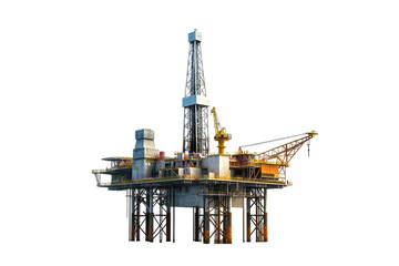 Offshore drilling platform standing isolated against a white background showcasing modern industrial engineering