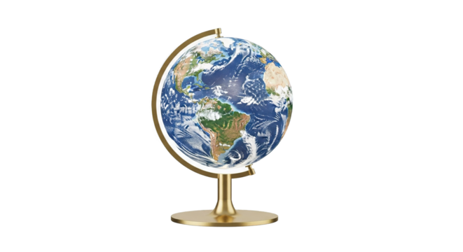 Earth Globe Gold Stand World Map Geography Education
