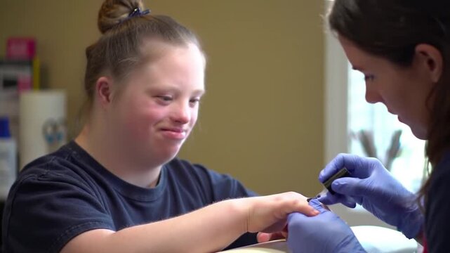 Down Syndrome person getting Medicare and pedicure