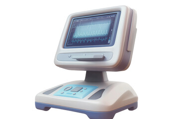 Modern ultrasound machine displaying digital screen capture with diagnostic waves in a clinical setting