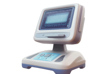Modern ultrasound machine displaying digital screen capture with diagnostic waves in a clinical setting