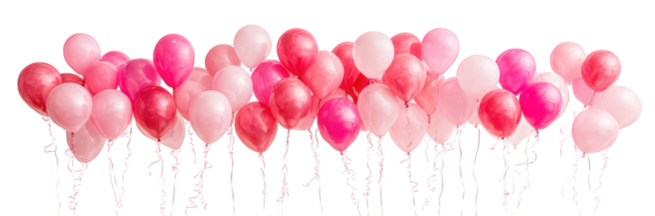 Pink and Red Balloons on Transparent Background