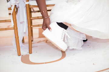 Bride Bridal Wedding Shoes Fancy Ladies Women High Heels Wedge Canvas Boutique Converse