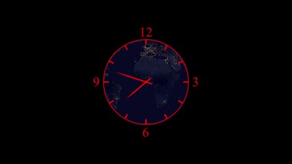 Earth Clock Time lapse Night City Lights Global Timekeeping Concept Space View globe world - Powered by Adobe