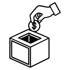 Hand giving coin to donation box