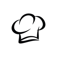 Illustration of a chef's hat with a stylized design in black and white for culinary themes and designs