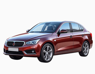 Fototapeta premium 3D Render of Sedan Car Side Angle, High Detail, Isolated Transparent Background PNG