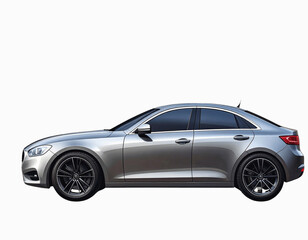 Realistic Sedan Car Side Profile, Modern Design, Isolated Transparent Background PNG