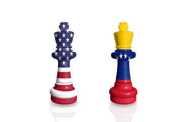 Chess made from flags of USA and Venezuela