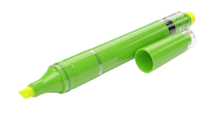 Bright Green Highlighter Marker Pen Isolated White Background