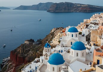 Obraz premium Travel to Santorini Scenic view of Oia village, Greece