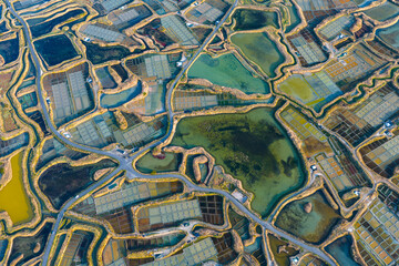 Aerial view of the salt fields of Guerande France