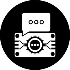 Modern AI chatbot interface with communication bubble and data processing elements