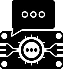 Modern communication interface icon with chat bubble and data flow elements signifying digital connection and conversation