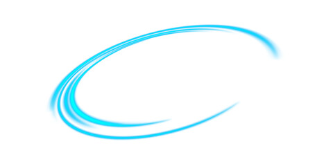 A Beautiful Blue Circular Light Trail Set Against a Transparent Background for Artistic and Creative Designs.