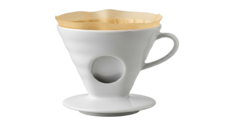 White Ceramic Pour Over Coffee Dripper with Filter