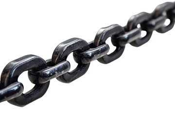 Fototapeta premium Isolated close-up view of a bicycle chain showcasing interlocking links, designed for efficient power transfer in cycling mechanics