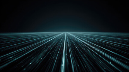 Fototapeta premium Futuristic glowing blue lines converging dark space creating depth