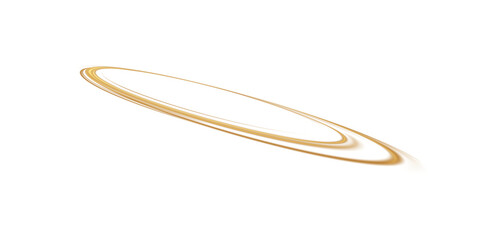 A Beautiful Golden Circular Light Trail Set Against a Transparent Background for Artistic and Creative Designs.