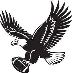 Obraz premium Majestic Bald Eagle Silhouette Carrying American Football in Talons