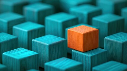 Obraz premium Unique Block Standing Out from the Crowd.