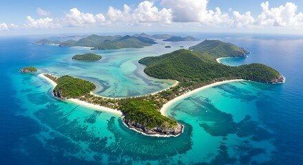 Obraz premium Discover paradise An aerial view of a tropical island, perfect for your next travel adventure