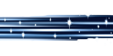 Glowing Blue Light Streaks with Sparkling Stars on Black Background