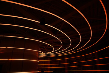 Yellow / orange circular neon concentric lights 
