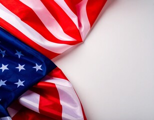 Fototapeta premium American Flag on White Background with Copy Space for Patriotic Designs
