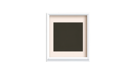 Modern white shadow box frame with neutral mat and dark insert, cut out transparent