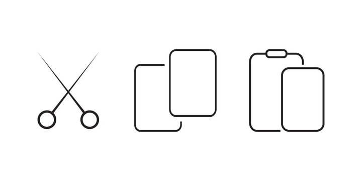 Cut copy paste icon set. illustration of vector cut copy paste icon on white background.