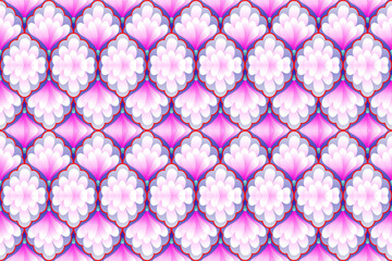 Fototapeta premium Stylish seamless floral diamond pattern in pink and purple gradients. Ideal for fabric, wallpaper, gift wrap, and digital projects.