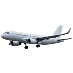 Obraz premium White airplane isolated on transparent background, a symbol of air travel and transportation