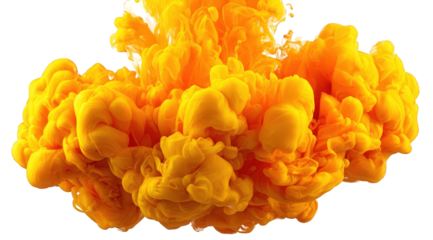 Abstract Yellow Ink Cloud on Black Background