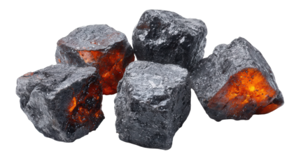 Glowing Embers of Coal on Black Background