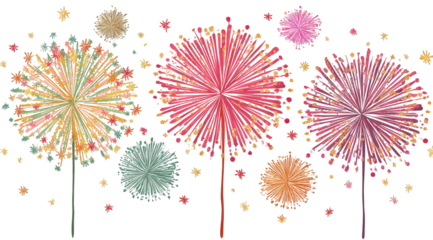 Colorful Fireworks Display Against Black Background
