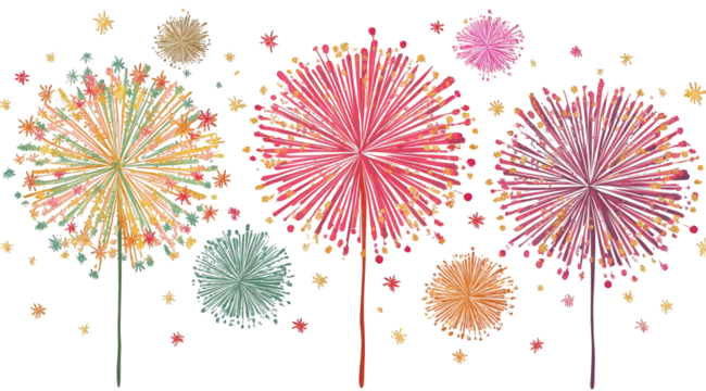 Colorful Fireworks Display Against Black Background