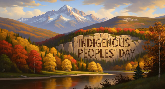 Autumnal Indigenous Peoples' Day Landscape Painting Scenery