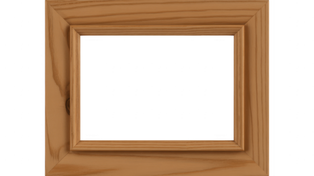 Wooden frame with a double border isolated on transparent background, perfect for displaying photos and artwork