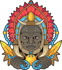 African warrior in ritual attire, design illustration