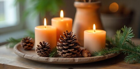 Rustic pine cone candles, natural and charming home decor Perfect for autumn, winter, or Christmas ambiance These unique candles add a cozy touch to any space , decor, fall