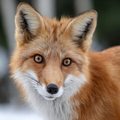 Fototapeta premium A close-up portrait of a red fox in a natural setting.