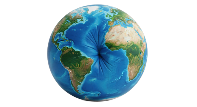 Earth Globe Depiction Water Levels Reduced