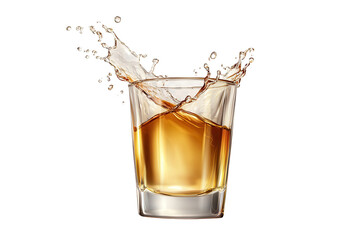 Celebration moment with glass of tequila splashing during a toast at a lively gathering in a warm environment