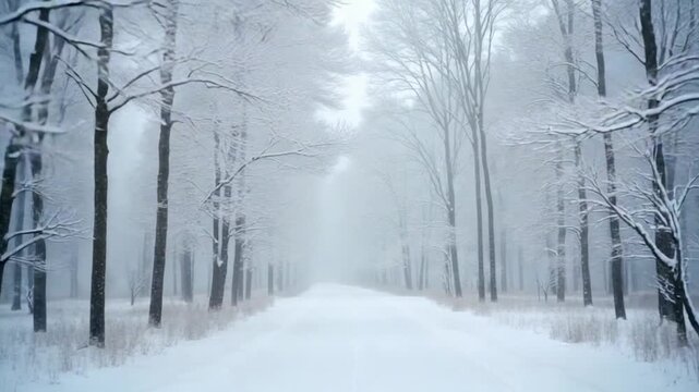 winter white frozen forest in snow