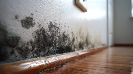 Mold Damage On Wall And Wood Floor