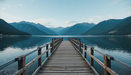 Mountain and lake panorama in Banff National Park
