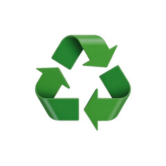 Obraz premium Green recycle symbol with arrows isolated on transparent background for environmental conservation concept