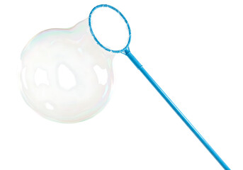 Giant Soap Bubble with Bubble Wand: Playful Illustration isolated on transparent background